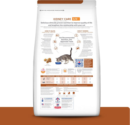 Hill'S Prescription Diet K/D Kidney Care Ocean Fish Dry Cat Food, Veterinary Diet, 4 Lb. Bag